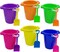 4E's Novelty 6 Pack Beach Buckets with Shovels Bulk – 7.5" Sand Buckets & Shovels for Sand & Outdoor Play